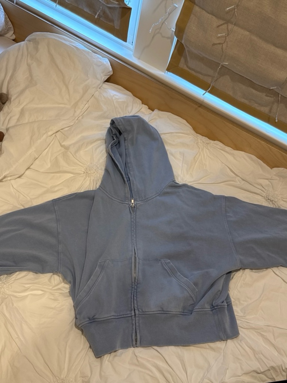 GAP Light Blue Cropped Zip Hoodie